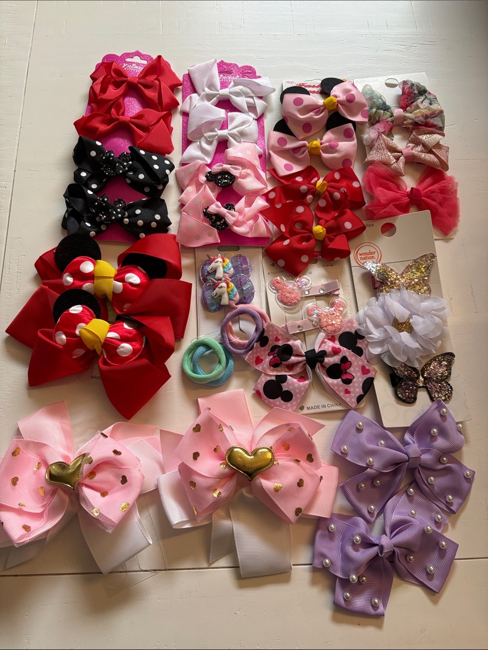 Kids Pink/Red Bow Hair Clips